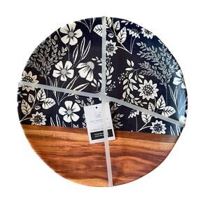 Rachel Ashwell Wood Grain Blue Floral Melamine Dinner Plates 11" Set of 4 New